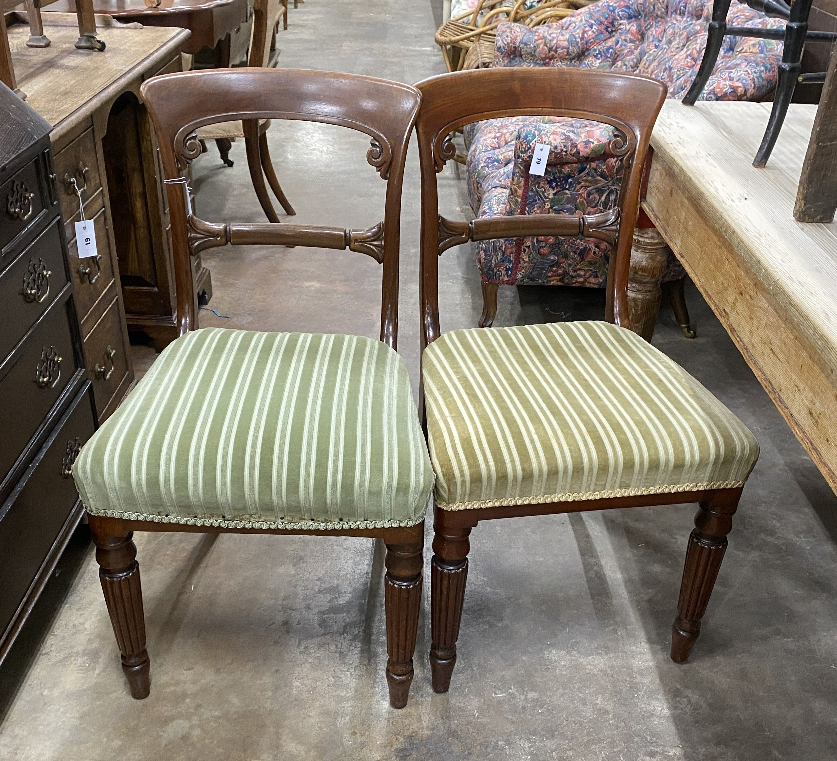 A set of four Victorian mahogany dining chairs